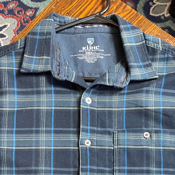 Kuhl Men’s Button Down Blue Plaid Flannel Sz S - Picture 1 of 2
